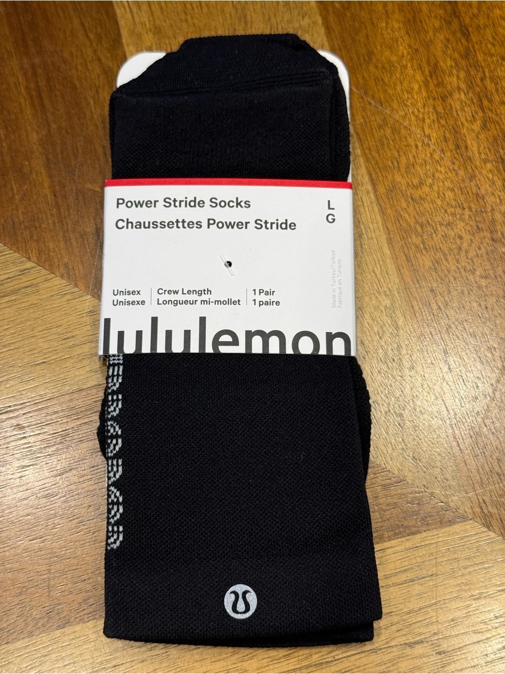 Lululemon Power Stride Crew Socks - Black new unisex Large